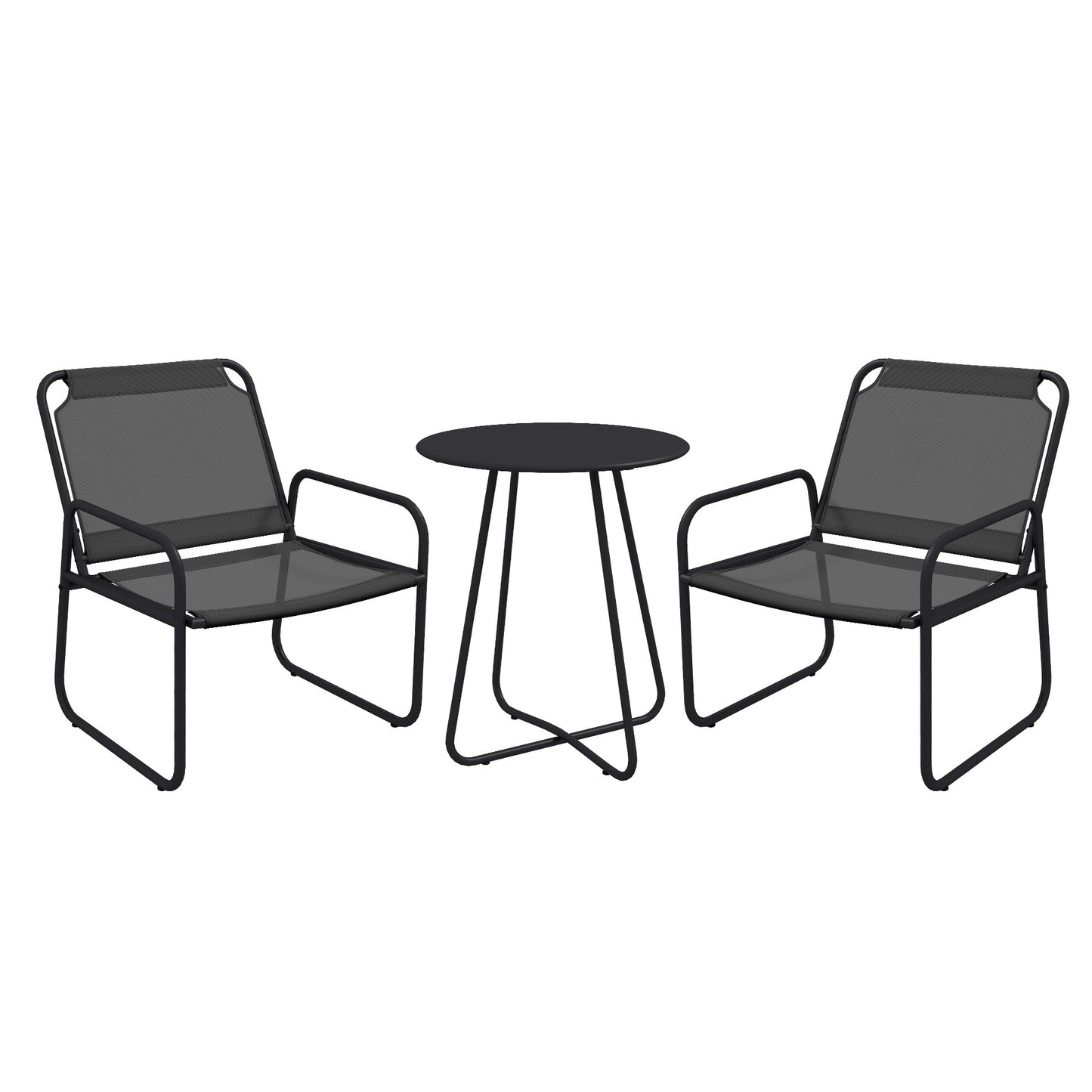 Tuinset – Tuinmeubilair – Bistroset – Loungeset – Balkonset – Gepoedercoat Staal – Ademend Textilene Grijs