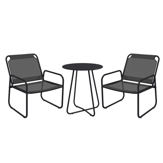 Tuinset – Tuinmeubilair – Bistroset – Loungeset – Balkonset – Gepoedercoat Staal – Ademend Textilene Grijs
