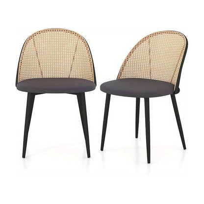 Eetkamerstoelen – Keukenstoelen – Stoelen Zonder Armleuning – Rattan Stoelen – Stoelen Set 2 – Grijs – PE-Rattan Rugleuning – Metalen Poten, Max 150 kg