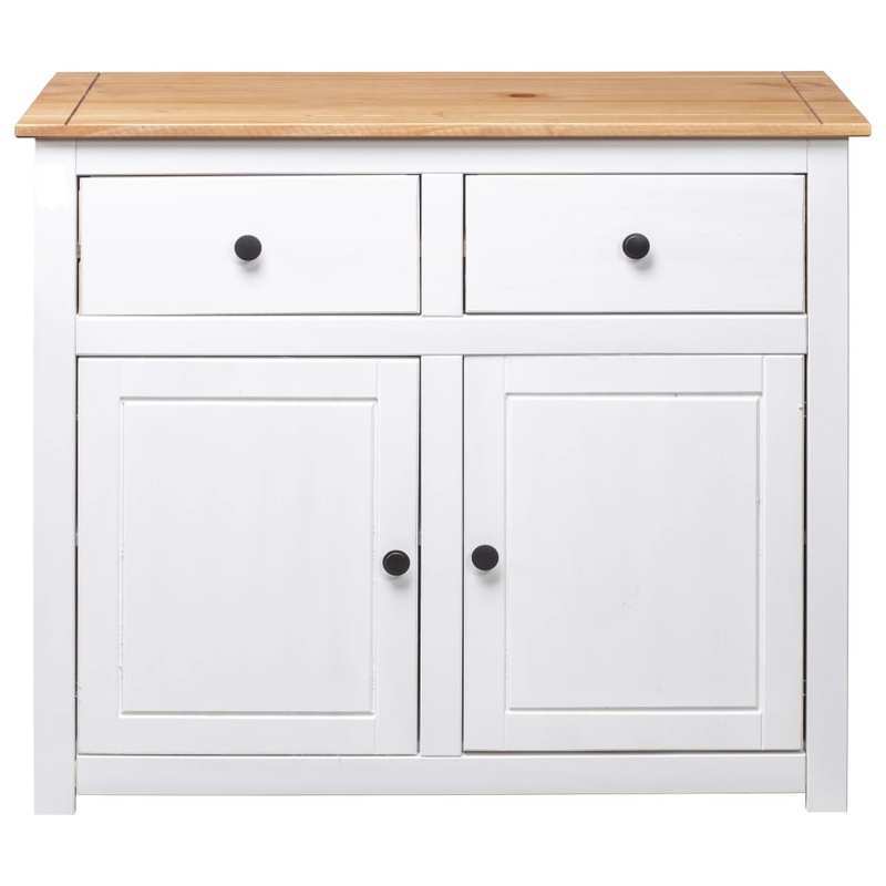 Sideboard – Dressoir – Opbergkast – Kast – Wit – Massief Dennenhout – Verwijderbare Opbergboxen – 93x40x80 cm – Praktisch & Stijlvol