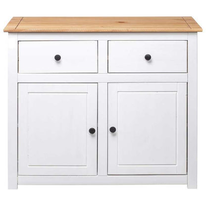 Sideboard – Dressoir – Opbergkast – Kast – Wit – Massief Dennenhout – Verwijderbare Opbergboxen – 93x40x80 cm – Praktisch & Stijlvol