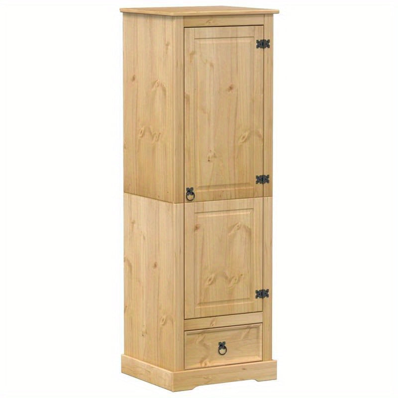 Kledingkast – Garderobekast – Opbergkast – Linnenkast – Kast Bruin – Massief Dennenhout – Compact 55x50x170 cm – Vrijstaand Met Lade & Legplanken