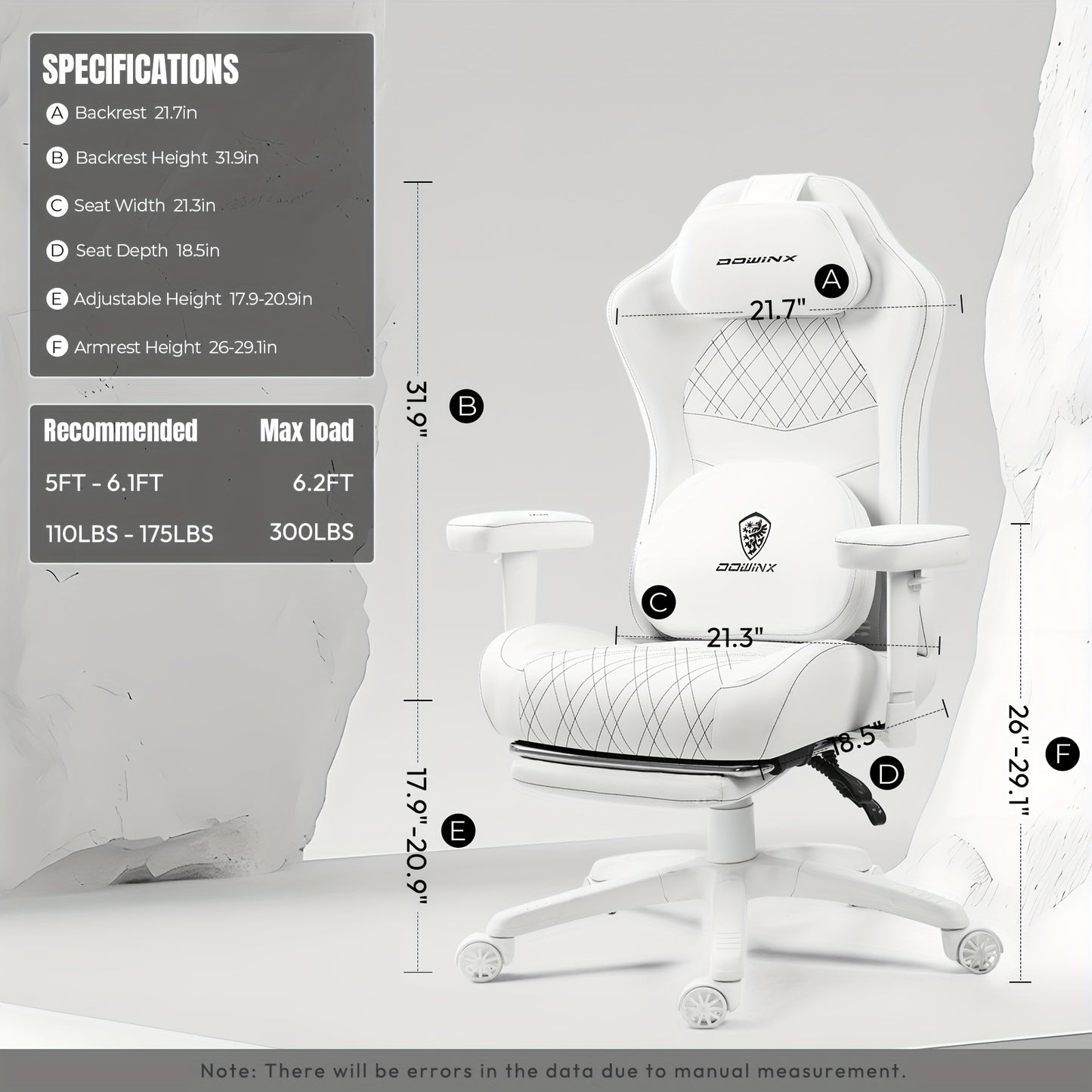 Ergonomische Bureaustoel – Kantoorstoel – Werkstoel – Gamestoel – Bureaustoel Met Voetsteun – Hoogteverstelbaar – Wingback Rugleuning – Zachte Kunstleren Bekleding – Draagkracht 158 KG