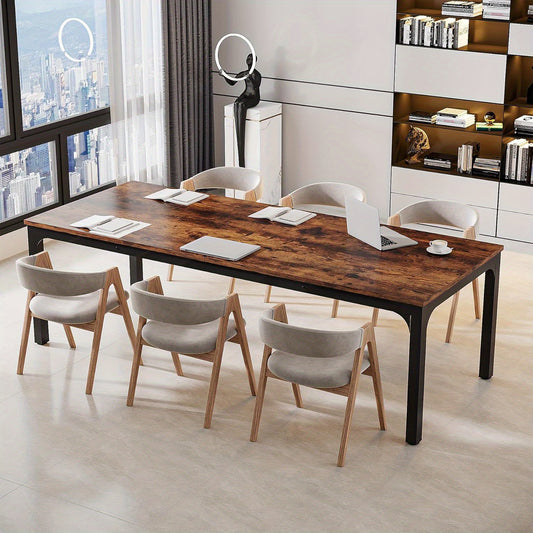 Vergadertafel – Bureautafel – Kantoortafel – Seminarietafel – Werktafel – Rustiek Bruin – 200x70 cm Groot Tafelblad – Stevige Metalen Poot