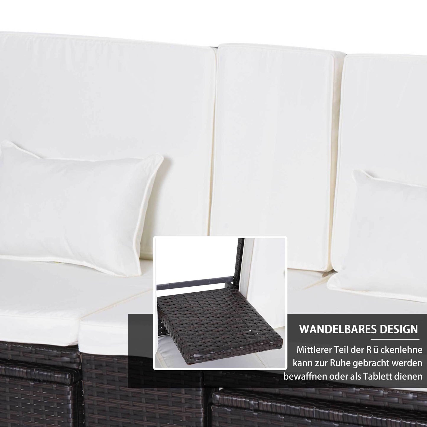 3-delige Loungeset – Tuinmeubelset – Tuinbank – Loungesofa – Rattan Set – Grijs – Verstelbare Rugleuning – Weerbestendig Poly Rattan Met Metalen Frame