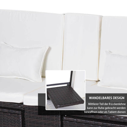 3-delige Loungeset – Tuinmeubelset – Tuinbank – Loungesofa – Rattan Set – Grijs – Verstelbare Rugleuning – Weerbestendig Poly Rattan Met Metalen Frame