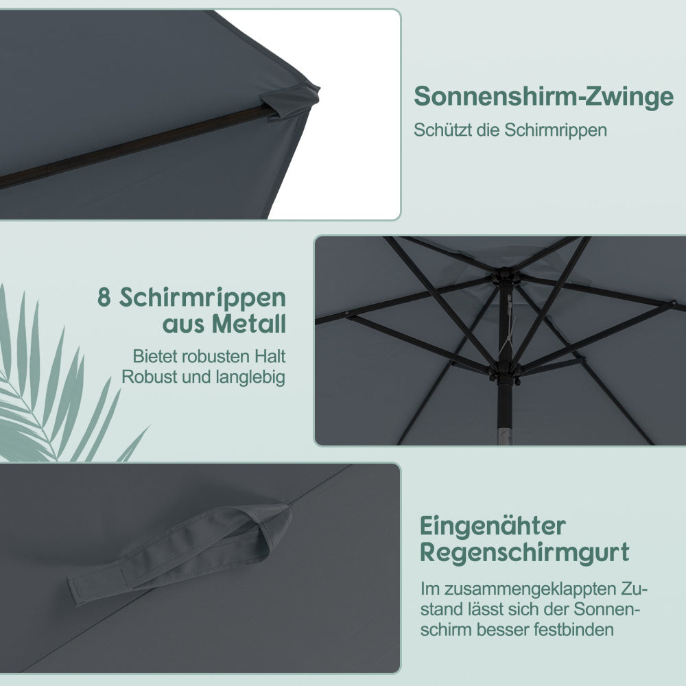 Parasol – Stokparasol – Balkonparasol – Strandparasol – Tuinparasol – 300 cm Groot – Inklapbaar Met Metalen Frame