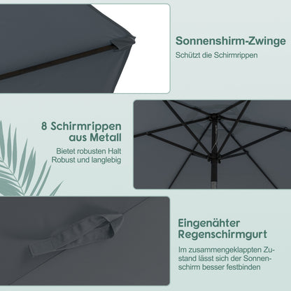 Parasol – Stokparasol – Balkonparasol – Strandparasol – Tuinparasol – 300 cm Groot – Inklapbaar Met Metalen Frame