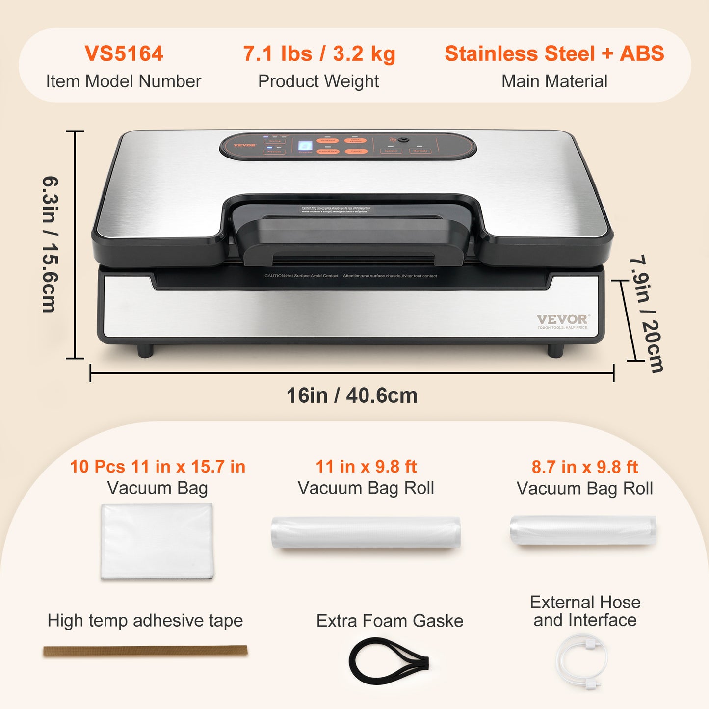Vacuümzakmachine – Vacuümsealer – Vacumeermachine – Sealapparaat – Foodsaver – 130W Krachtige Dubbele Vacuümpomp – Ingebouwde Snijder en Zakrollenhouder