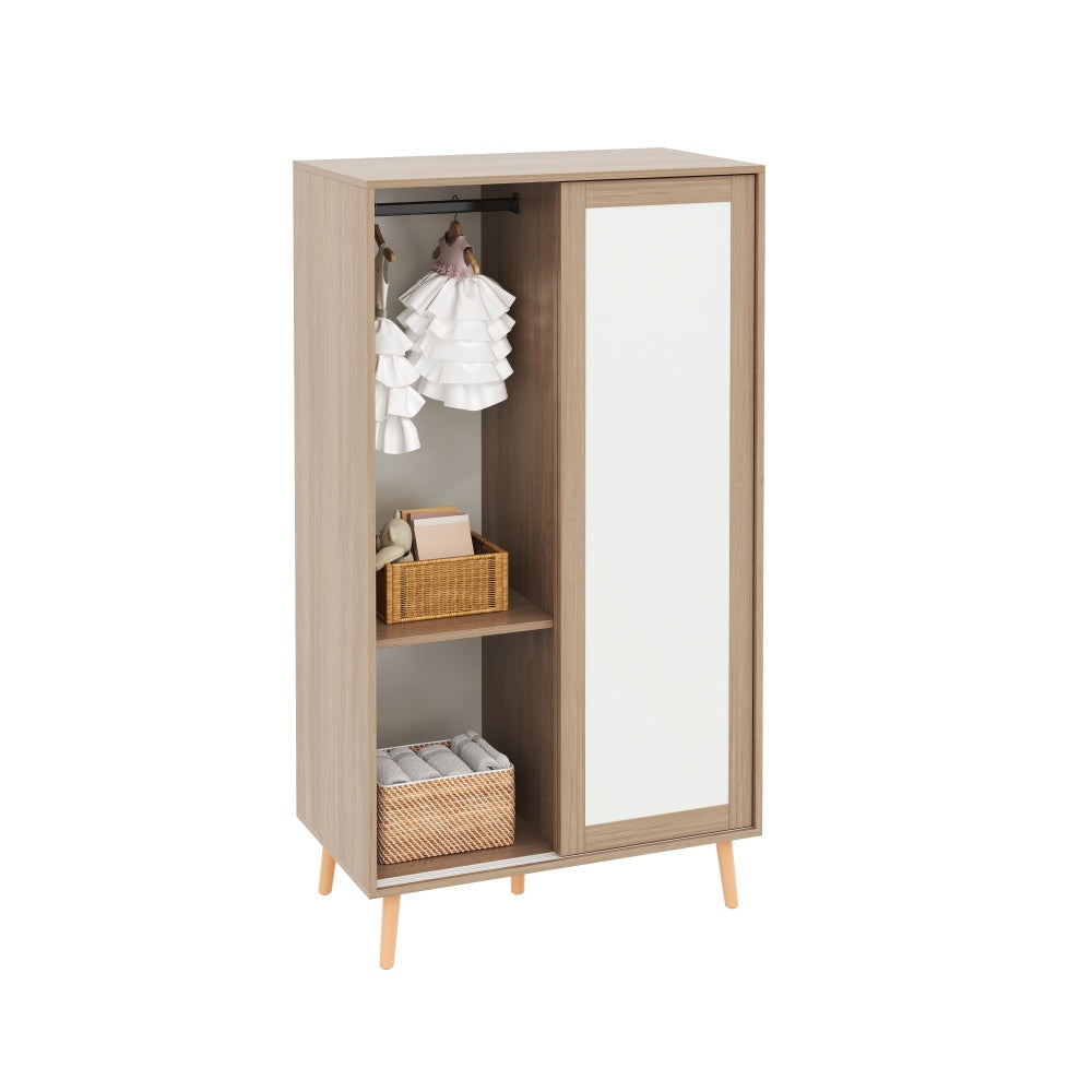 Kledingkast – Garderobekast – Opbergkast – Schuifdeurkast – Slaapkamerkast – Compact 80x46x141,5 cm – Met Schuifdeuren en Ophangstang
