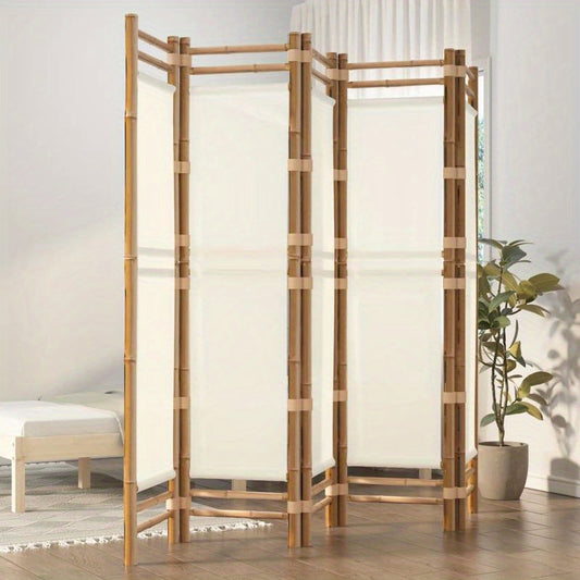 Kamerscherm 5-panelen inklapbaar 200cm bamboe en canvas,  Entrance Divider, Minimalist Decor, Stylish Partition, Portable Partition, Versatile Divider, Apartment Dwellers, Small Space Living