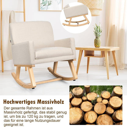 Schommelstoel – Relaxstoel – Schommelstoel Bekleed – Houten Schommelstoel – Wiegstoel – Massief Hout – Ergonomisch Ontwerp – Comfortabele Zitting