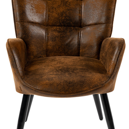 Eenpersoonsfauteuil – Fauteuil – Relaxstoel – Zetel – Leesstoel – Bruin Suède – Ergonomisch Ontwerp – Compacte Afmetingen 72x62x90,5 cm
