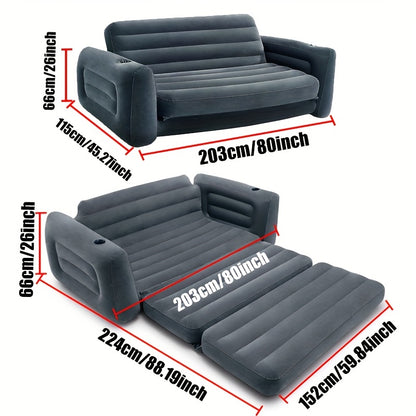 Extra Grote Sofa Bed – Slaapbank – Opvouwbare Bedbank – Loungesofa – Inklapbare Slaapbank – Opblaasbare Kussens – Stevig Kunststof Frame – Ruimtebesparend Design – 231x203x66 cm – Modern Grijs