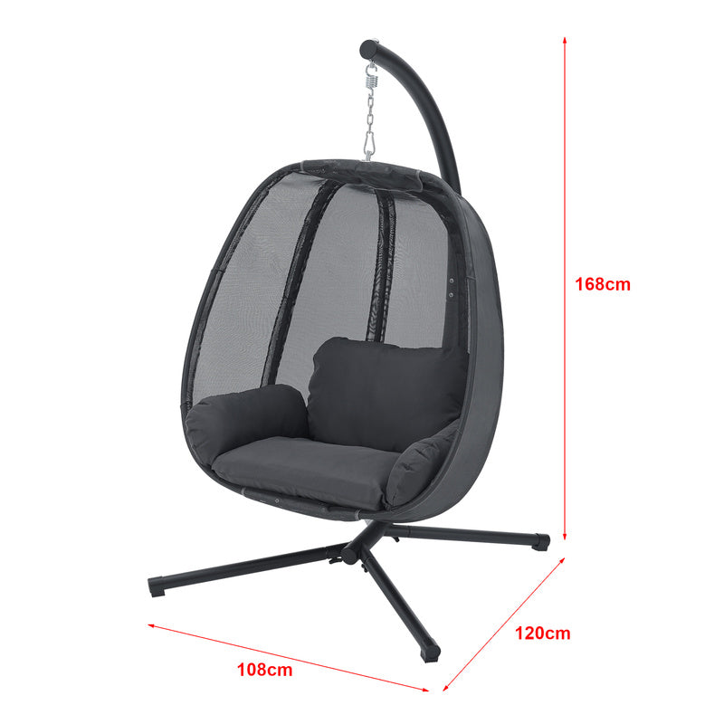 Hangstoel – Hangmand – Hangstoel Met Frame – Schommelstoel – Tuinstoel – Stevig Stalen Frame – Max. 120 Kg – Donkergrijs