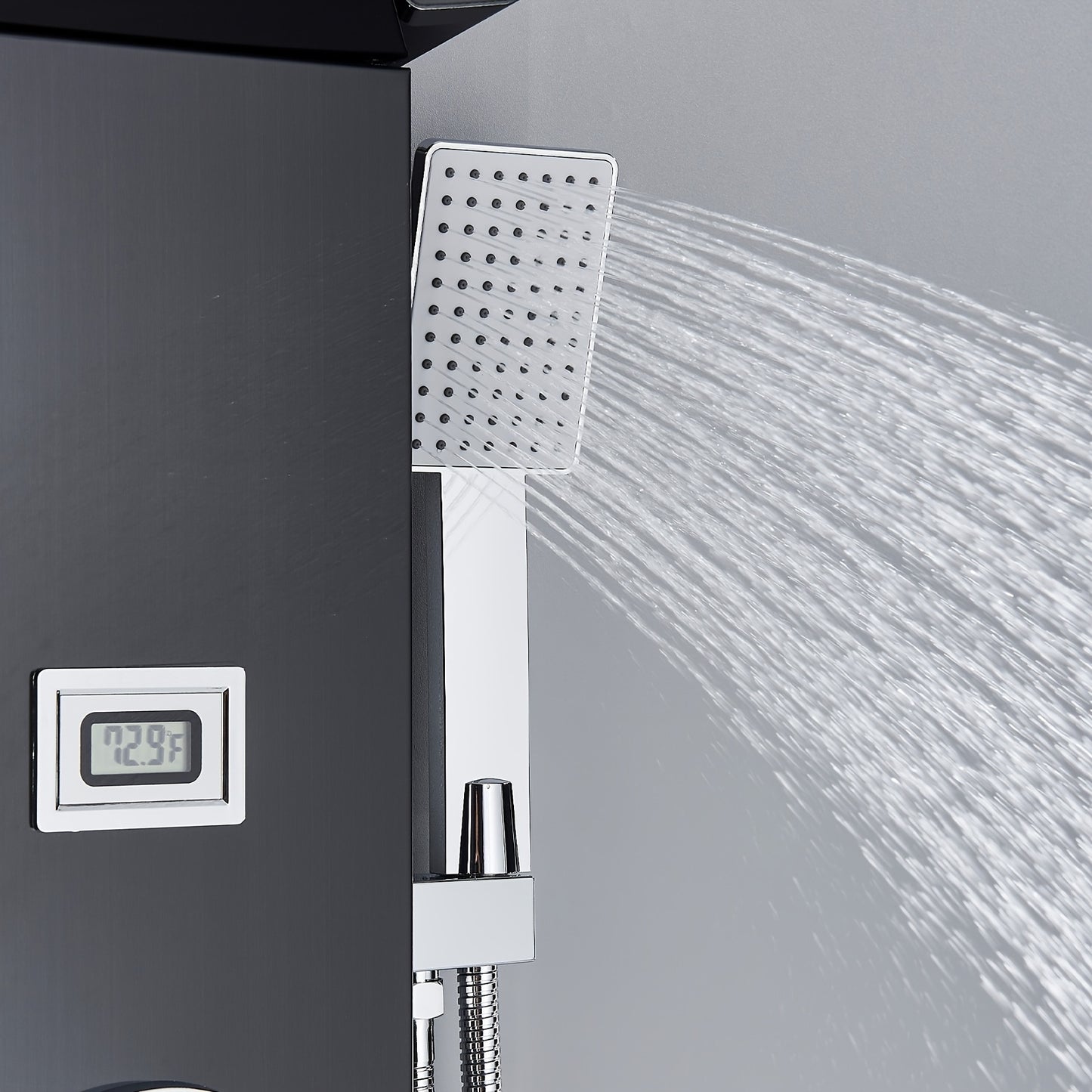 Douchepaneel – Douchetoren – Regendouche – Waterval Douche – Massagejets – Mat Zwart – Roestvrij Staal – 5 Functies Met Handdouche En Badkraan