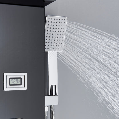 Douchepaneel – Douchetoren – Regendouche – Waterval Douche – Massagejets – Mat Zwart – Roestvrij Staal – 5 Functies Met Handdouche En Badkraan