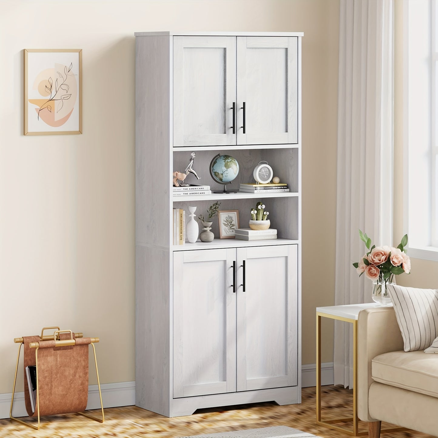 Opbergkast – Kast – Kledingkast – Dressoir – Opbergmeubel – 170 cm Hoogte – Verstelbare Planken – Vrijstaand Wit