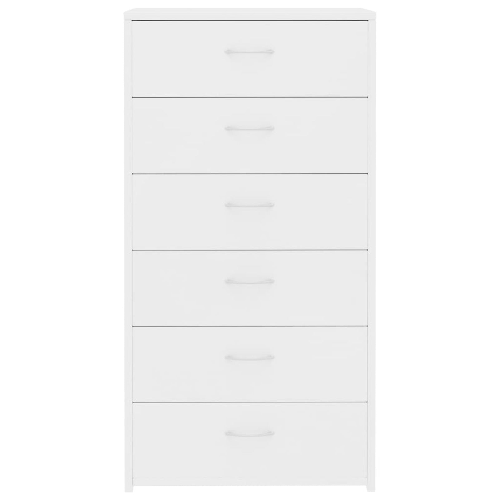 Dressoir – Sideboard – Ladekast – Kast – Commode – 6 Laden – Wit Design – 50x34x96 cm – Gemaakt van Engineered Wood - QUORE