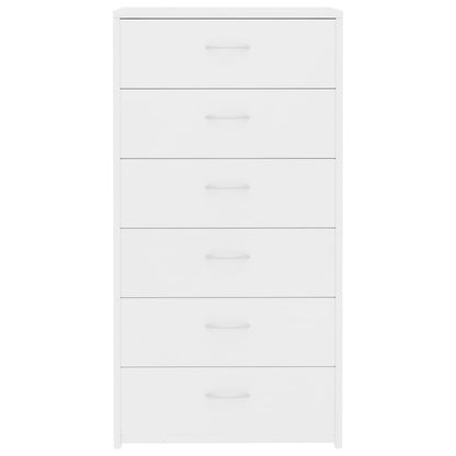 Dressoir – Sideboard – Ladekast – Kast – Commode – 6 Laden – Wit Design – 50x34x96 cm – Gemaakt van Engineered Wood - QUORE