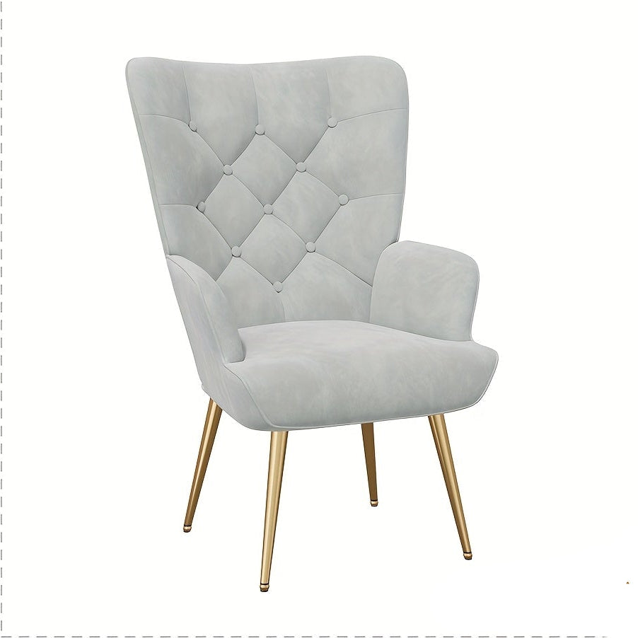 Fauteuil – Armstoel – Relaxstoel – Beklede Stoel – Lounge Stoel – Grijs – Fluwelen Bekleding – Ergonomisch Met Metalen Poten
