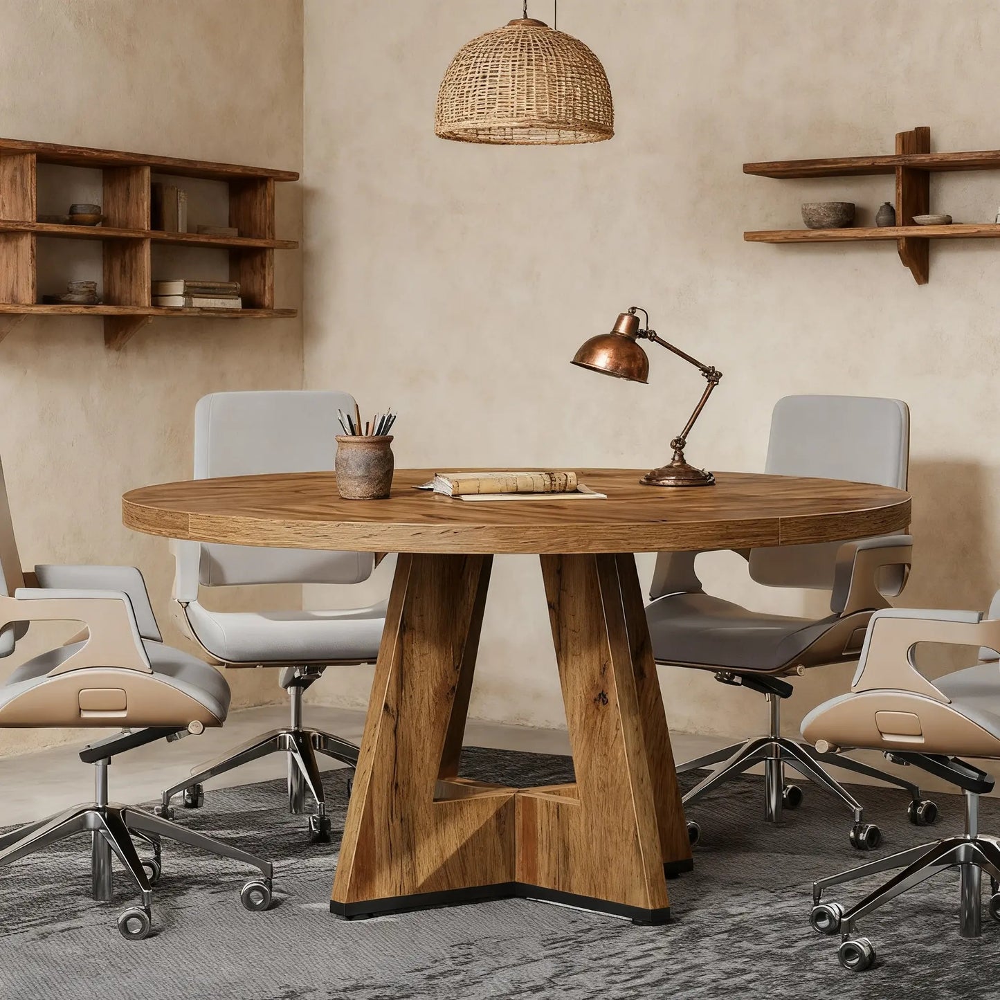 Rondetafel – Ronde Eettafel – Kleine Tafel – Keukentafel – Houten Tafel – MDF Blad – 120 cm Diameter – Ruimtebesparend Design – Stevig Onderstel