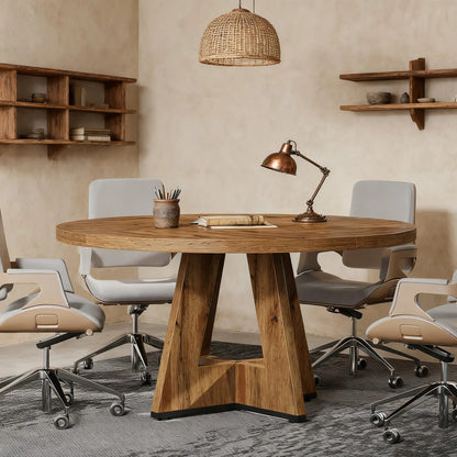 Rondetafel – Ronde Eettafel – Kleine Tafel – Keukentafel – Houten Tafel – MDF Blad – 120 cm Diameter – Ruimtebesparend Design – Stevig Onderstel