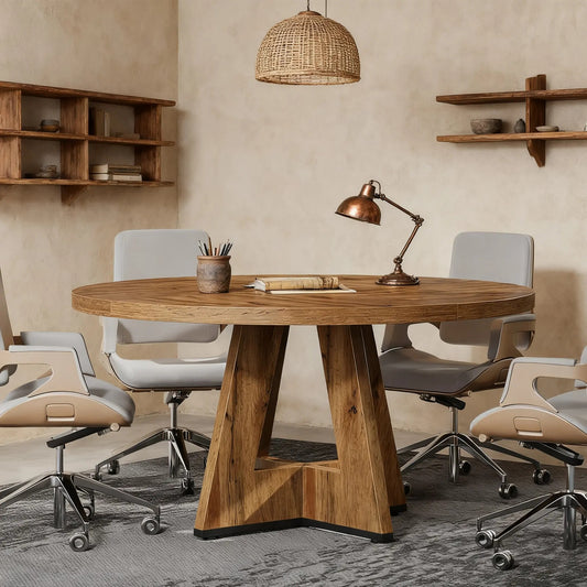 Rondetafel – Ronde Eettafel – Kleine Tafel – Keukentafel – Houten Tafel – MDF Blad – 120 cm Diameter – Ruimtebesparend Design – Stevig Onderstel