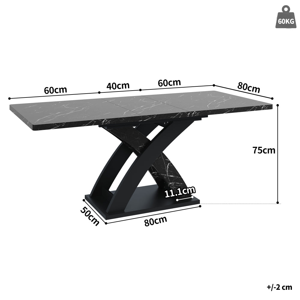 Verstelbare Eettafel – Uitschuiftafel – Tafel – Dining Table – Eetkamertafel – Zwart – 120-160 cm Verstelbaar – Geschikt Voor 4-6 Personen