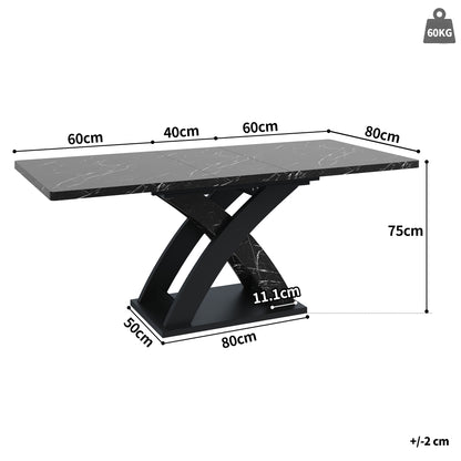 Verstelbare Eettafel – Uitschuiftafel – Tafel – Dining Table – Eetkamertafel – Zwart – 120-160 cm Verstelbaar – Geschikt Voor 4-6 Personen