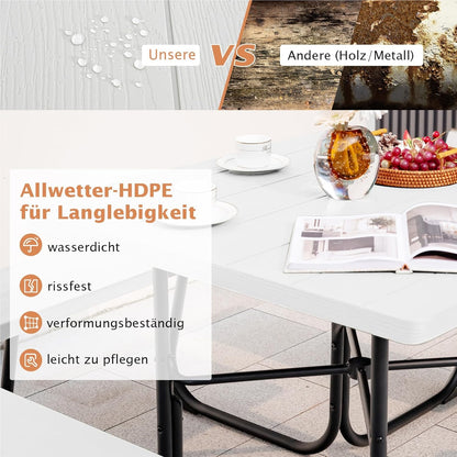 Tuinset 8 Personen – Tuinmeubel – Terrasset – Buitenmeubilair – Buiten Zitgroep – Vierkante Tafel – Weerbestendig HDPE – Parasolhouder