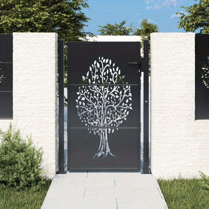 Metalen Tuinpoort – Tuinhek – Tuinpoortje – Tuindeur – Hekwerk – Antraciet – 105x155 cm – Duurzaam Staal – Boompatroon Design