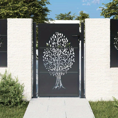 Metalen Tuinpoort – Tuinhek – Tuinpoortje – Tuindeur – Hekwerk – Antraciet – 105x155 cm – Duurzaam Staal – Boompatroon Design