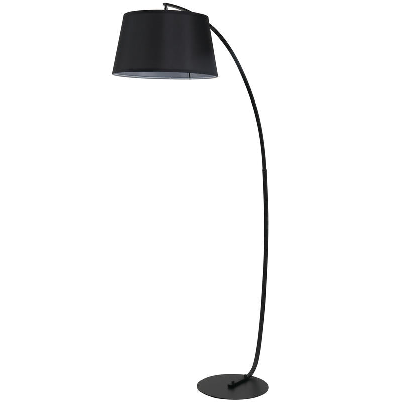 Modern Black Drum Lamp Shade with Curved Metal Frame & Fabric Shade - Floor/Desk Lamp Compatible, 105cm Height, 47cm Base, Durable Plastic Construction, Easy Installation for Living Room, Bedroom, Office - Decorative Lighting Fixture (Battery-Powere