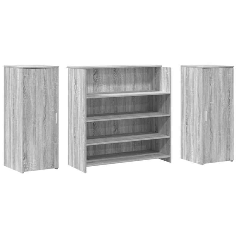 Receptiebalie – Ontvangstbalie – Balie – Kantoorbalie – Houten Balie – Ruim Werkblad 180x50x103,5 cm – Duurzaam Houtfineer Grijs-Wit