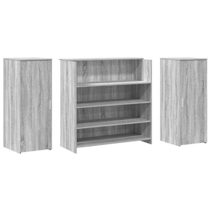 Receptiebalie – Ontvangstbalie – Balie – Kantoorbalie – Houten Balie – Ruim Werkblad 180x50x103,5 cm – Duurzaam Houtfineer Grijs-Wit