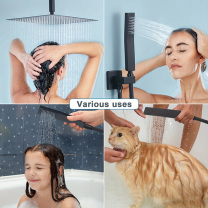 Wanddouche – Douchekop – Handdouche – Douche Set – Badkamer Douche – Donker Design – Zonder Elektriciteit – Duurzaam Material