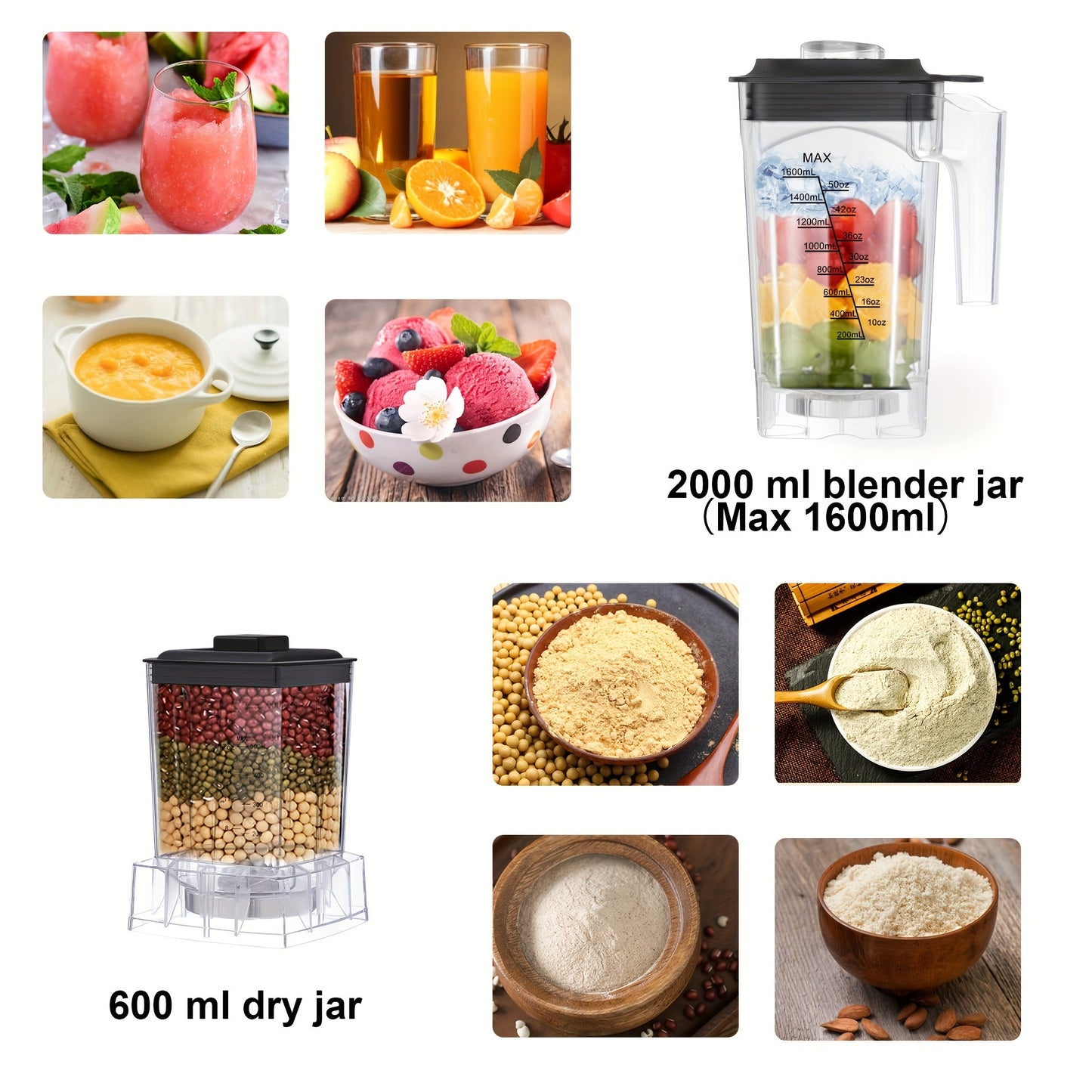 Blender – Keukenmachine – Smoothiemaker – Sapcentrifuge – 1,6 Liter – 2200 Watt – 6 Programma’s