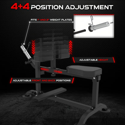 Kuittrainer – Calf Raise Machine – Kalfmachine – Kuitspiertrainer – Thuis Fitnessapparaat – Stevig IJzer – Compact Design – Zwart/Rood