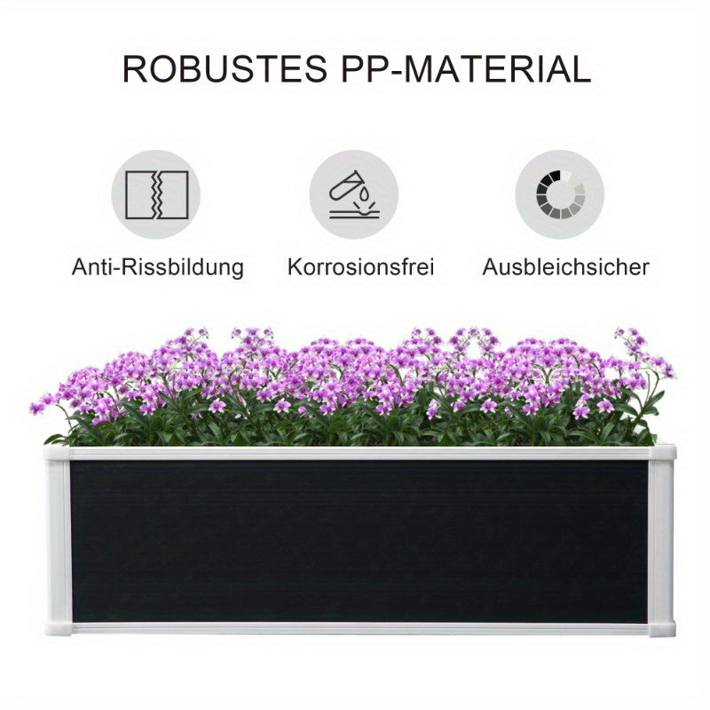 Verhoogde Plantenbak – Tuinbak – Balkonbak – Kweekbak – Plantenbak Grijs – Duurzaam Kunststof – Efficiënt Drainagesysteem – 100x80x30 cm – Weerbestendig Design