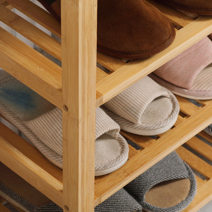 Schoenenrek – Schoenenkast – Schoenenbank – Schoenenopberger – Halmeubel – Bamboe – 5 Niveaus – Opbergruimte Voor 20 Paar Schoenen