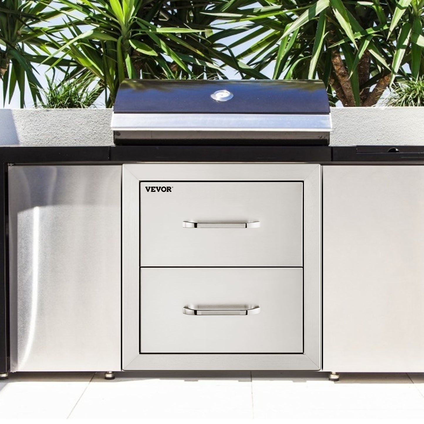 2-laags RVS Lade – Buitenkeuken Lade – BBQ Lade – Opberglade – Keukenlade – Weerbestendig RVS – Stil Schuifsysteem