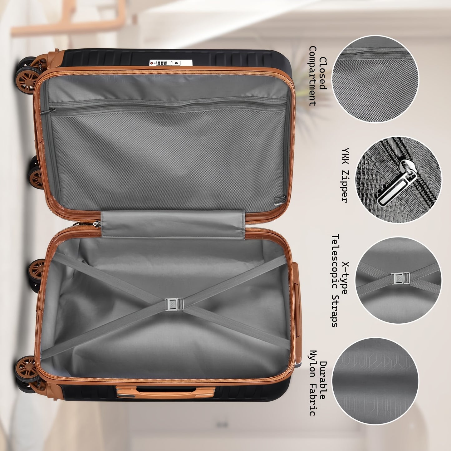 Hardschalige Kofferset – Reiskoffer – Bagageset – Trolley – Valies – 3- of 7-Delig Set – Fluisterstille Zwenkwielen – Ingebouwd Combinatieslot – Groen