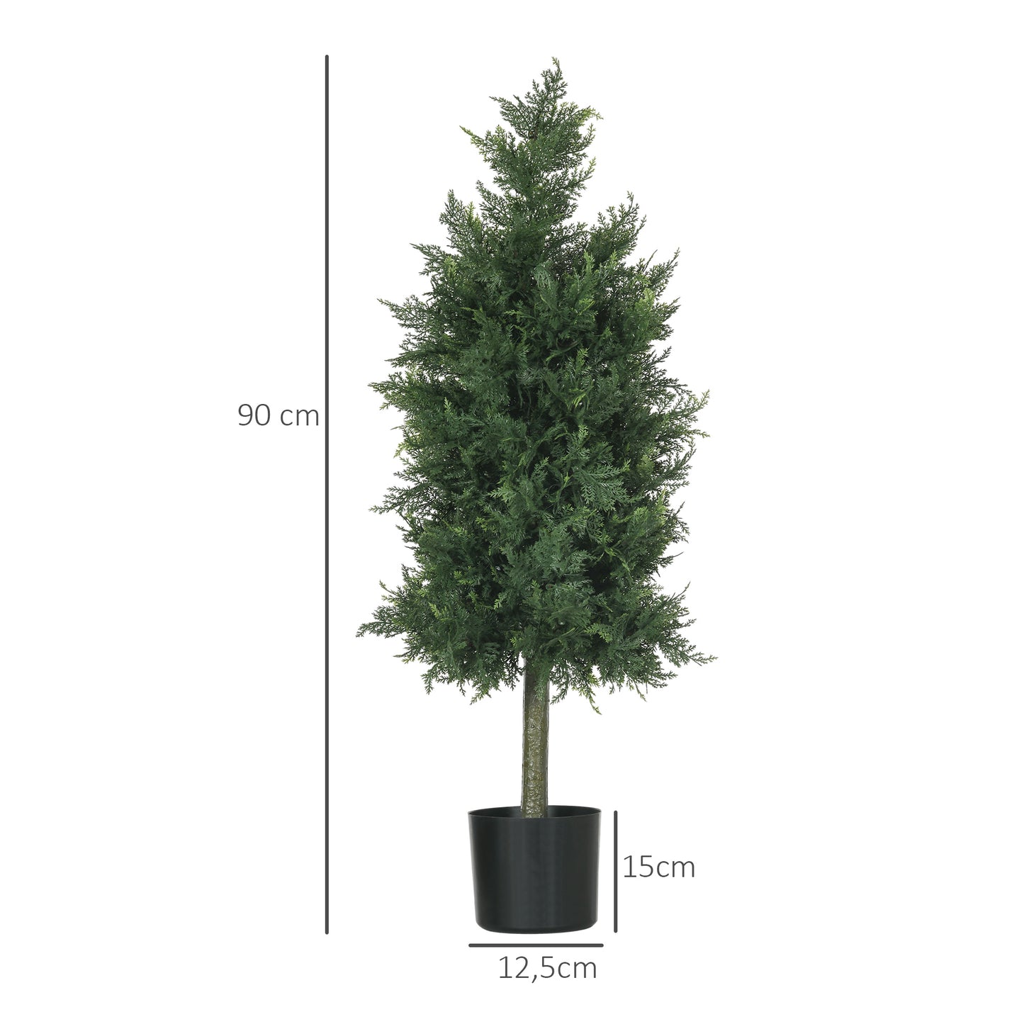 Kunstcederboom – Kunstboom – Kunstplant – Kunstconifeer – Kunsttak – Set van 2 – UV-bestendig – 90 cm hoog
