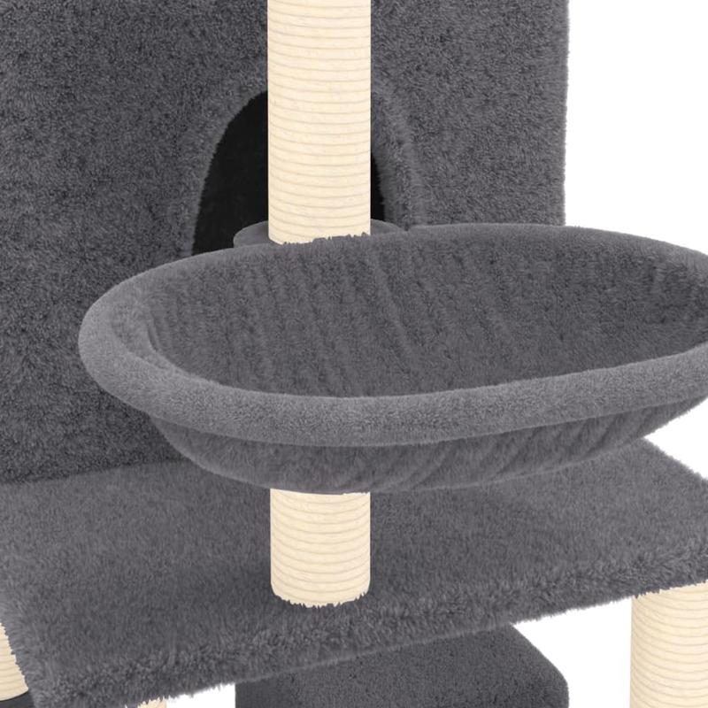 Krabpaal – Kattenboom – Klimpaal – Kattenmeubel – Krabmeubel – Donkergrijs – 180 cm Hoog – Stevig Plywood Met Sisal