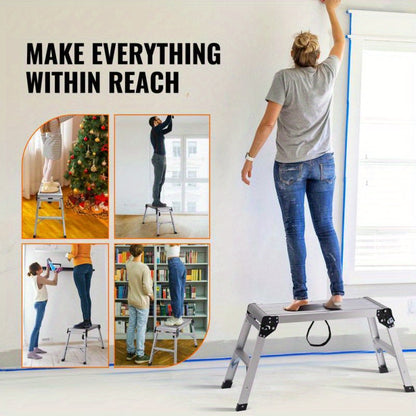 Inklapbaar Werkplatform – Werksteiger – Klimsteiger – Platform – Ladder – Aluminium – 150 kg Draagkracht – Antislip Voeten