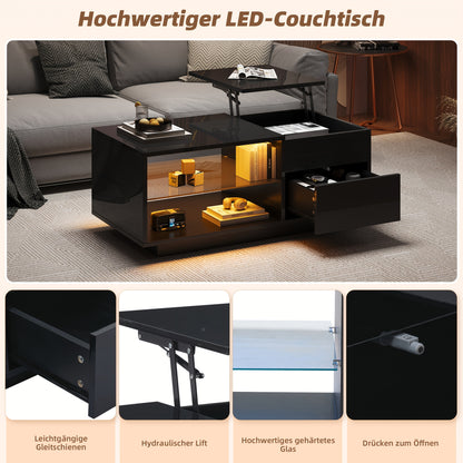 Sofa Tafel – Salontafel – Bijzettafel – Sidetable – Eettafel – Hoogte Verstelbaar – Metalen Frame & Opberglade