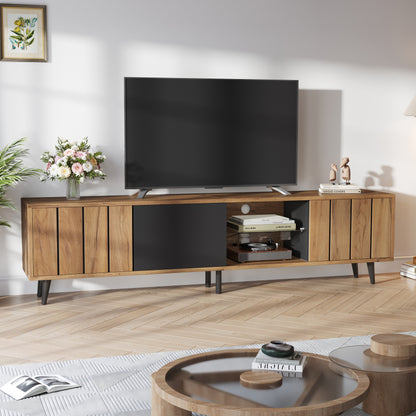 TV-meubel – Tv-kast – Lowboard – Mediameubel – Entertainmentmeubel – Natuurlijke Houttint Variant – 175 cm Breed – Geschikt voor 75 Inch TV