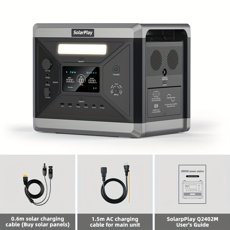 Draagbare Powerstation – Noodstroomgenerator – Energieopslag – Zonne-accu – Camping Accu – 2160Wh LiFePO4 Batterij – 2400W Continu Vermogen