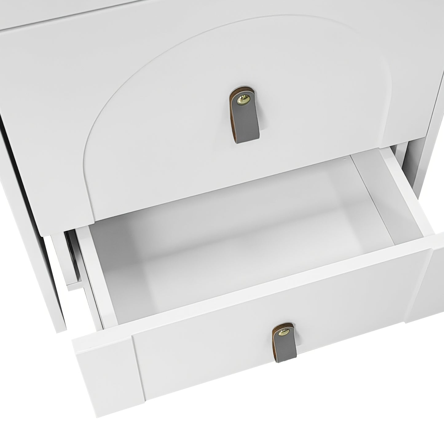 Opbergkruk – Opbergstoel – Nachtkastje – Kaptafel – Zitkruk – Wit – Bamboe – Ingebouwde Spiegel – Compact Design